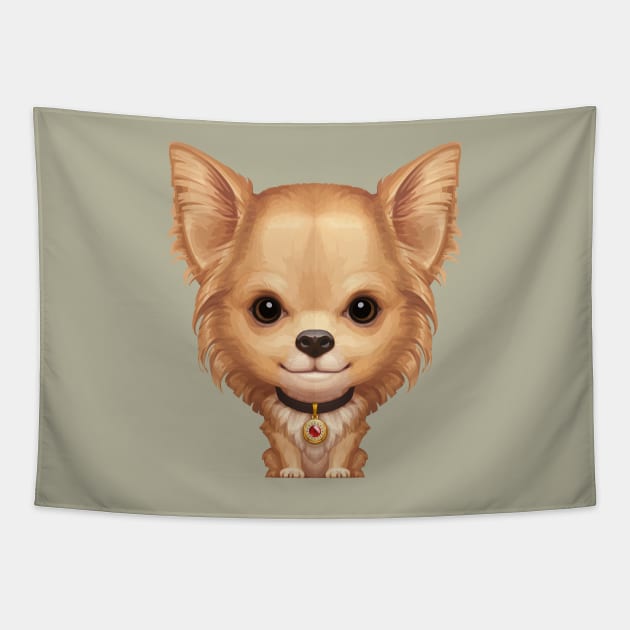 Fawn Longhaired Chihuahua Dog Tapestry by stonemask