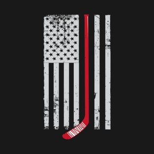 Red Hockey American Flag T-Shirt