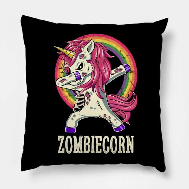 Zombiecorn Zombie Dabbing Unicorn Halloween Costume Pillow by HCMGift