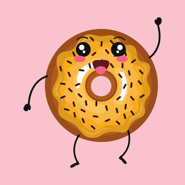 Smiling friendly Cartoon Donut by InkyArt