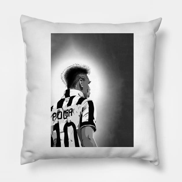 Paul Pogba Juventus #10 Football Artwork Pillow by barrymasterson