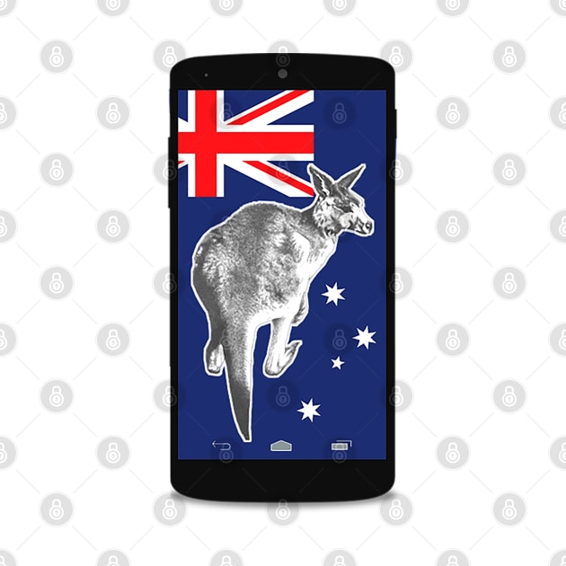 Flag of Australia and Kangaroo on Mobile by Marccelus