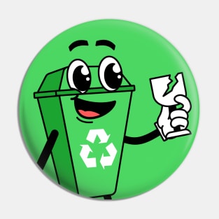 Recycling Can Cartoon Green Pin