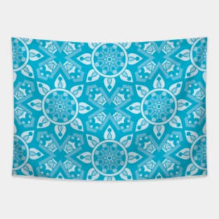 Ornamental floral mandala blue #8 Tapestry