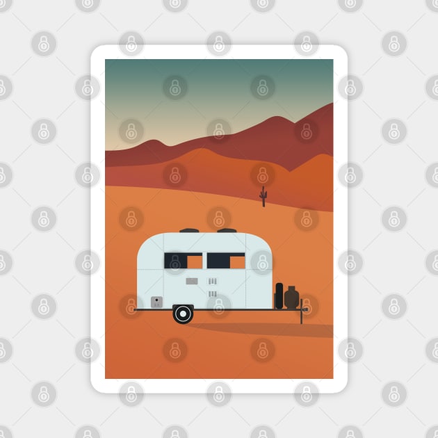 Camper in the Desert at Sunset Magnet by lymancreativeco