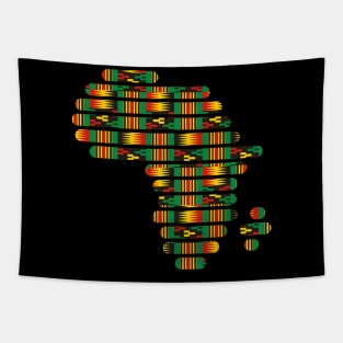 Kente, Africa Map with Stripes, Ghana Pattern Tapestry