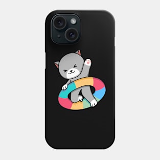 cat in swimming tires Phone Case