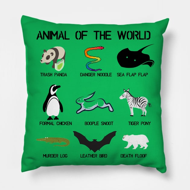 Animals of the world Gift T-shirt For Nature Wild Lovers Pillow by fiar32