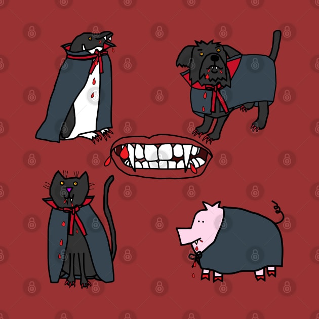 Cute Animals Halloween Horror Vampire by ellenhenryart