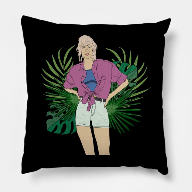 Laura Dern Paleontologist Pillow by Turbo Mecha Giant Dino