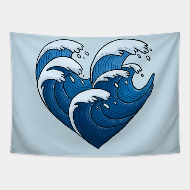 Waves Heart Tapestry by Tania Tania