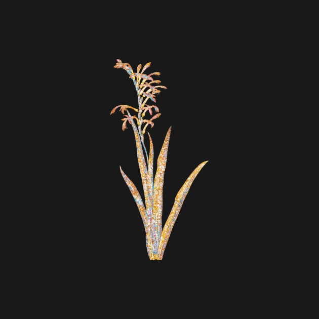 Gold Prism Mosaic Antholyza Aethiopica Botanical Illustration by Holy Rock Design