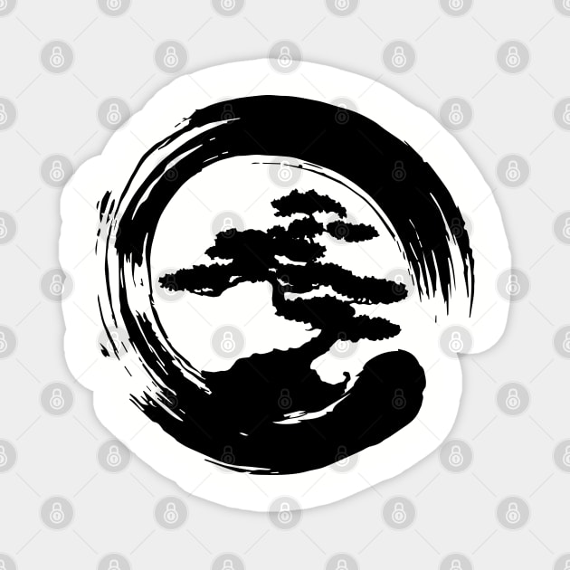 Bonsai Tree in Enzo Circle Magnet by DetourShirts