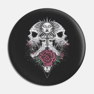 Goth Skull Rose Pin