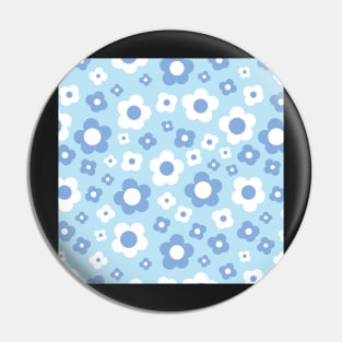 BLUE 60S RETRO BIG FLORALS Pin