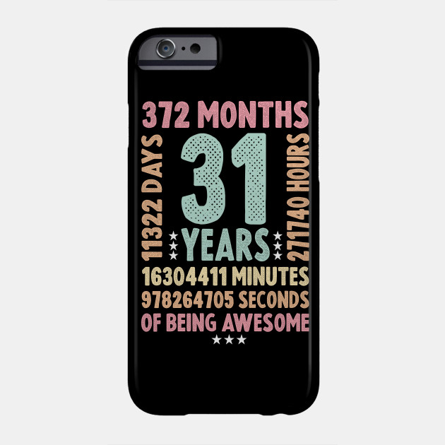 31 Years Old Birthday Gift Of Being Awesome 31st Birthday Gift Phone Case Teepublic