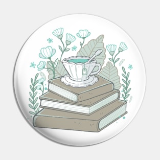 Books And Tea Pin