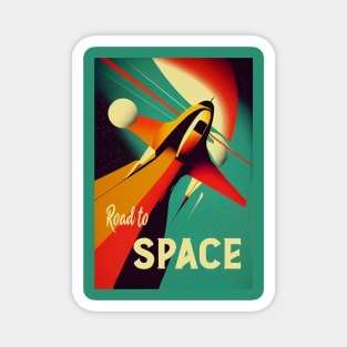 Space Adventure Vintage Travel Poster Magnet