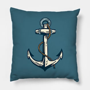 Cool Retro Anchor Illustration Pillow