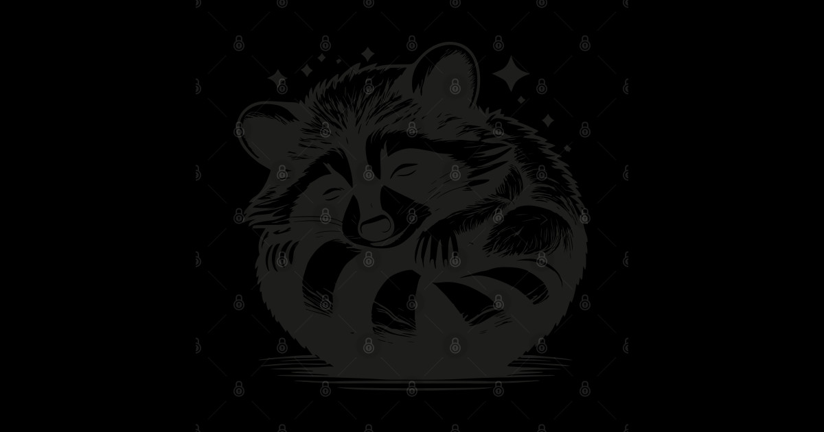 Cute Chill Raccoon Sleeping in a Ball - Illustration - Raccoon ...