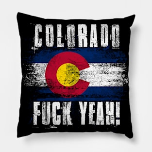 Colorado Fuck Yeah! Wartorn Distressed Flag Pillow