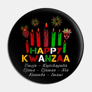 Happy Kwanzaa Seven Candles Principles Africa Celebration Pin