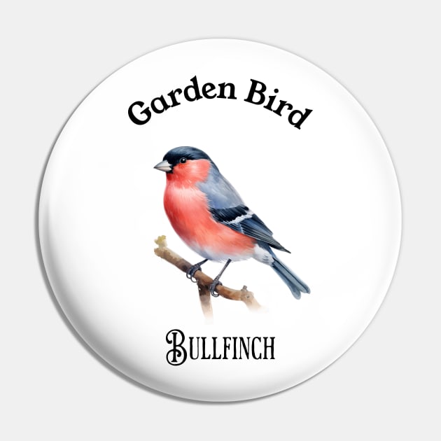 Garden Bird BullFinch Pin by DavidBriotArt