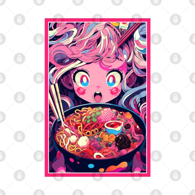 Cute Anime Girl |  Ramen Noodles | Hentaii Chibi Kawaii Design by AlNoah