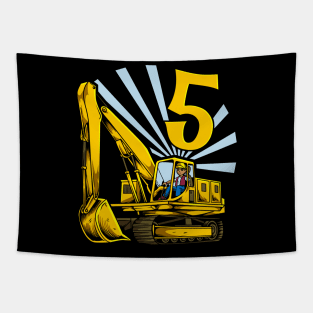 Excavator 5 year old birthday Tapestry