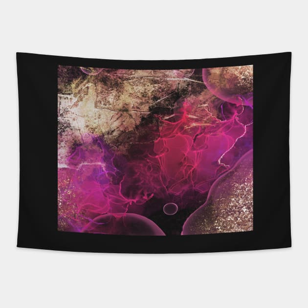 Abstract ink and gold foil Tapestry by CreaKat