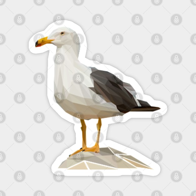 Seagull Bird Lowpoly Art Magnet by faagrafica