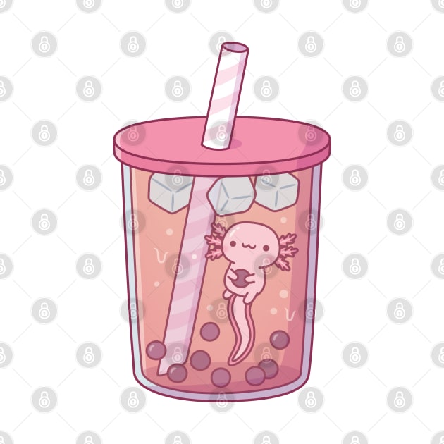 Cute Axolotl Swimming In Bubble Tea by rustydoodle