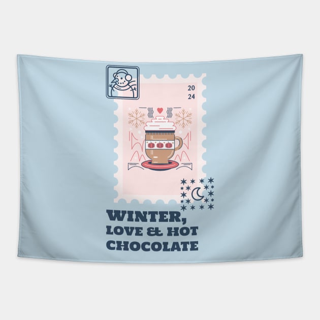 Wintertime Holidays Christmas xmas hot chocolate lover stamp Tapestry by Tip Top Tee's