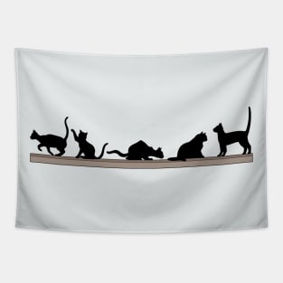 Playful Cats on a Shelf Tapestry