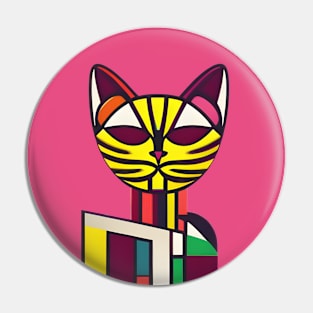 Abstract Geometric Cubist Cat Pin