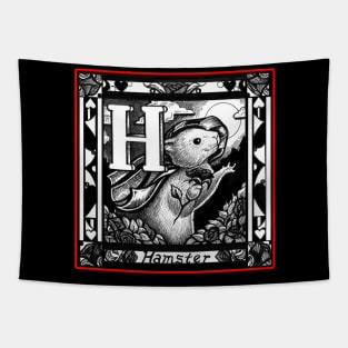 H is for Hamster - Red Outlined Version Tapestry