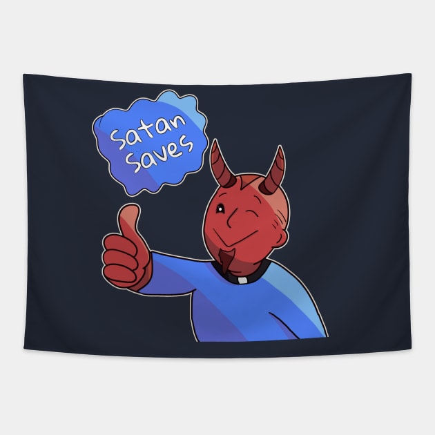 Satan Saves Tapestry by nonbeenarydesigns