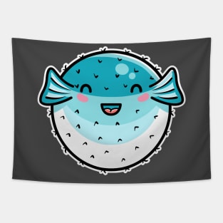 Kawaii Cute Puffer Fish Tapestry