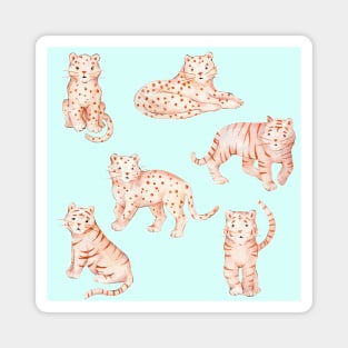 Cute Cheetah Leopard Tiger Watercolor Magnet