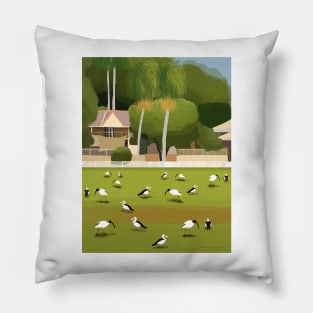 Ibis and Ducks on the Oval Pillow