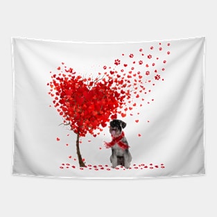 Happy Valentine's Day Heart Tree Love Standard Schnauzer Tapestry