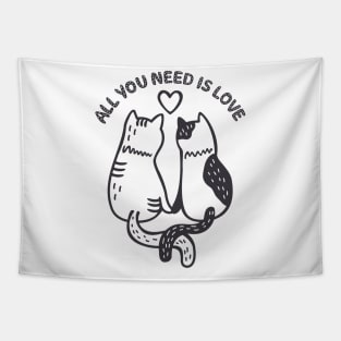 happy valentine's day cat lovers All You Need Is Love Tapestry