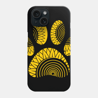 Yellow Sunflower Dog Paw Print Phone Case