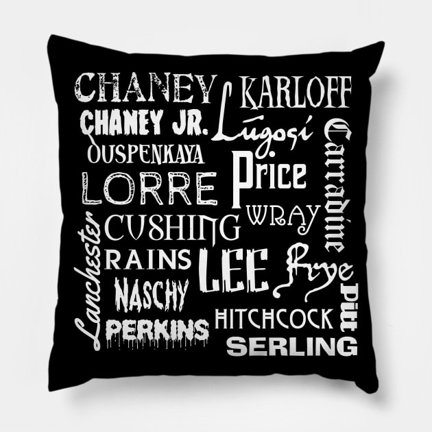 Legends of Horror and Suspense Pillow by MonkeyKing