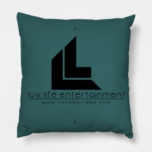 Luv Life Entertainment Black T-Shirt Logo Pillow