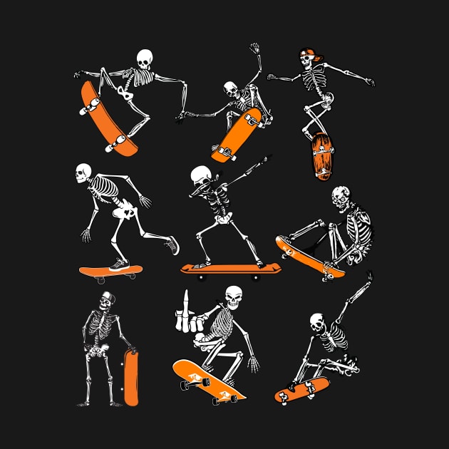 Skateboarding Skeletons Skeleton Skater Boys Halloween by saugiohoc994