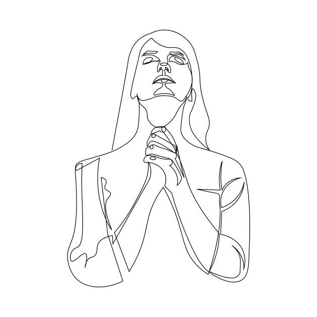 Meditating/praying woman One line art by Akweduk Designs