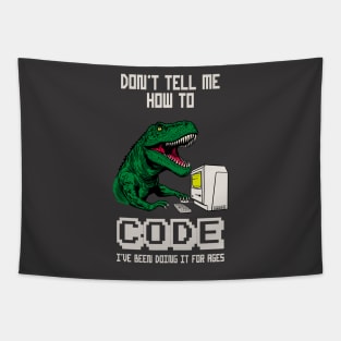 Coder T-Rex Computer Geek Funny Programmer Tapestry