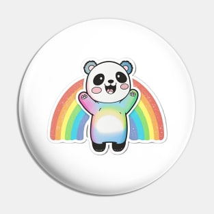 Cute Cartoon Panda Rainbow Colourful Funny Kawaii Pin