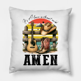 Love of Country Music Amen Retro Country Music Heartbeat Western Cowboy Cowgirl Gift Pillow